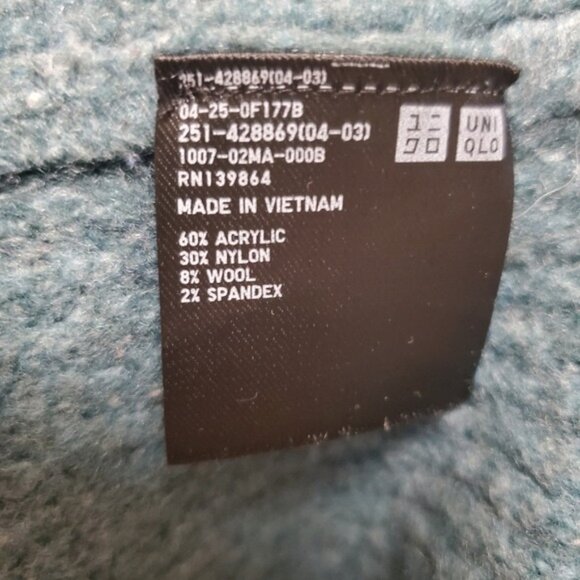 Uniqlo Sweater Teal Blue Green Oversized High Low Hem Unisex - Picture 8 of 9